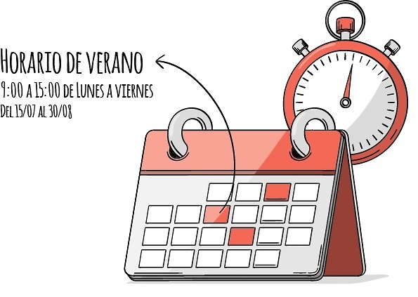 Horario de verano del 15 de Julio al 30 de agosto